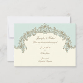 Blått Guld Cream Vintage Ram Spara datum Datumet