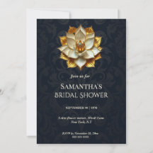 Blått Guld Damast Lotus Bröllopsdusch