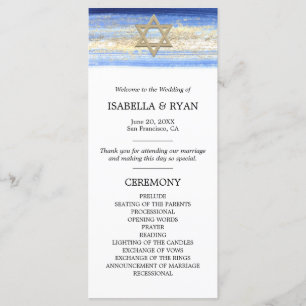 Blått Guld David Star Bar Mitzvah-ceremoni Program