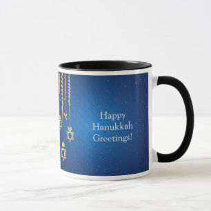 Blått/guld- dingla davidsstjärna Hanukkah Mugg