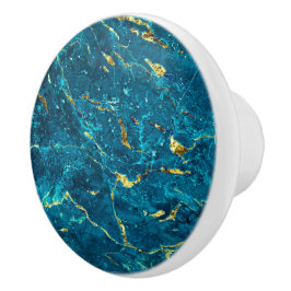Blått Guld Faux Marble Stone Modern Ceramic Drant Knopp