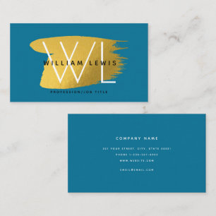 Blått Guld-fet Monogram Modern Minimalist Visitkort