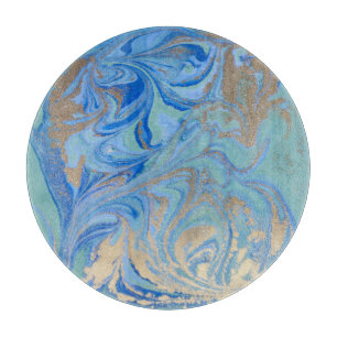 Blått Guld flytande vattenfärg Struktur