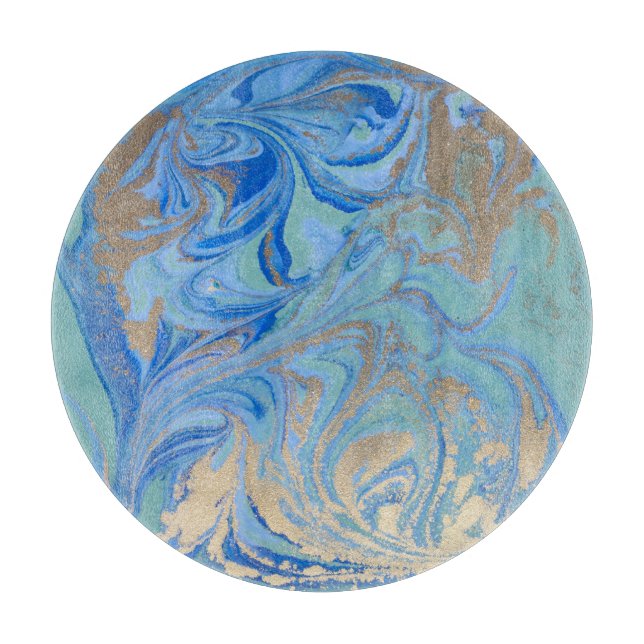 Blått Guld flytande vattenfärg Struktur (Framsidan)