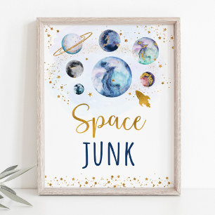 Blått Guld-födelsedagsskylt för segment Galaxy Poster