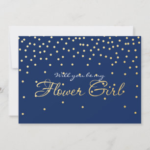 Blått Guld Folie Konfetti BLOMSTERTJEJ Kort