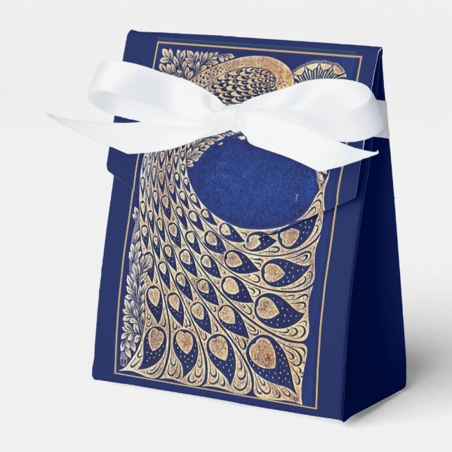 Blått Guld-fotbolls-Art nouveau-bröllopsförmånslåd Presentaskar (Framsidan Sidan)