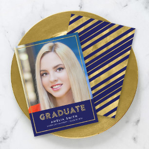 Blått Guld Geometric Photo Studenten-meddelande Meddelande