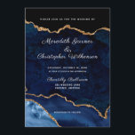 Blått Guld Glitter Agate Geode Bröllop Inbjudningar<br><div class="desc">Brölloksinbjudan till royal Blue och Guld Glitter Agate elegant chic. Skapat av © Lesruba Bröllop.</div>