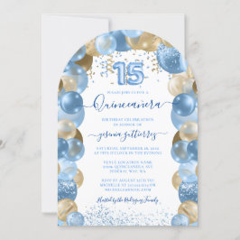 Blått Guld-Gnistra - inbjudan till Quinceañera Bal