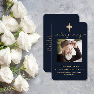Blått guld kor-fotbojkort för begravningsbön visitkort