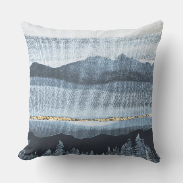 Blått Guld liggande texturerat ljus Kudde (Framsida)