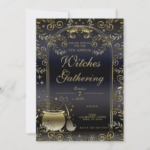 Blått Guld Magisk Whimsical Wicca Häxornas Samling Inbjudningar