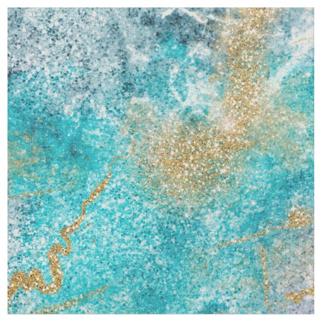 Blått Guld-marmorverk  Tyg (Närbild)