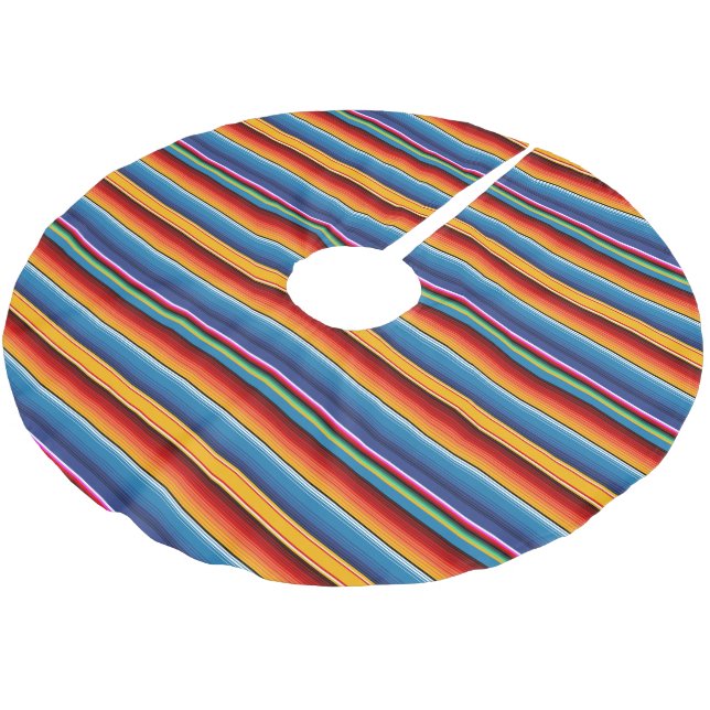 Blått Guld, mexikansk sarape Julgransmatta Borstad Polyester (Vinklad)