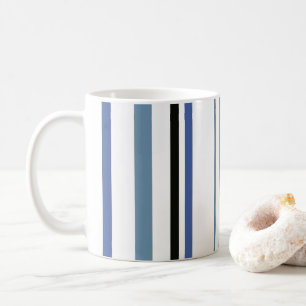 Blått Guld och Vita Strandfärg Ränder Kaffemugg
