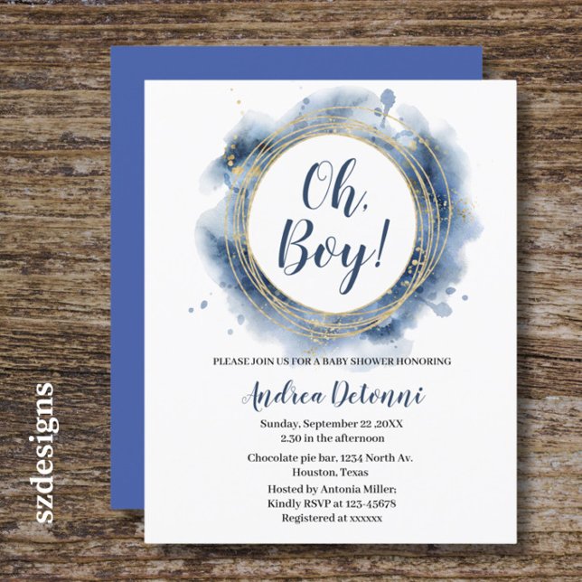  Blått Guld  Oh pojke Baby Shower  (Skapare uppladdad)