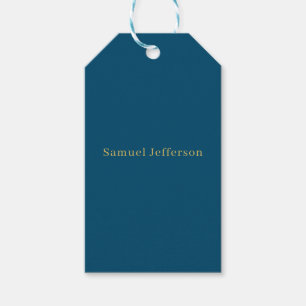 Blått Guld Professionell Trendig Minimalist Namn Presentetikett