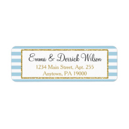 Blått Guld Returetiketters Elegant Shower Returadress Etikett