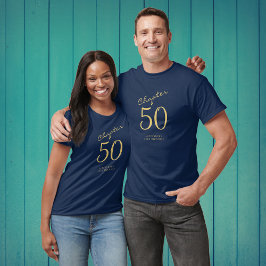 Blått Guld-skript i 50:e Födelsedagsfesten T Shirt