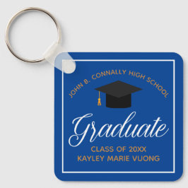 Blått Guld Student Anpassningsbar Studenten Gift Nyckelring