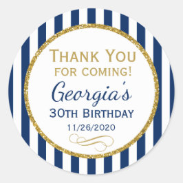 Blått Guld-Tack för födelsedag som kommer från fav Runt Klistermärke