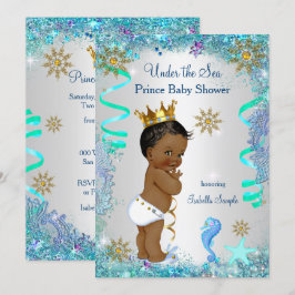 Blått Guld Under Havet Prins Babyfirande Etnisk Inbjudningar