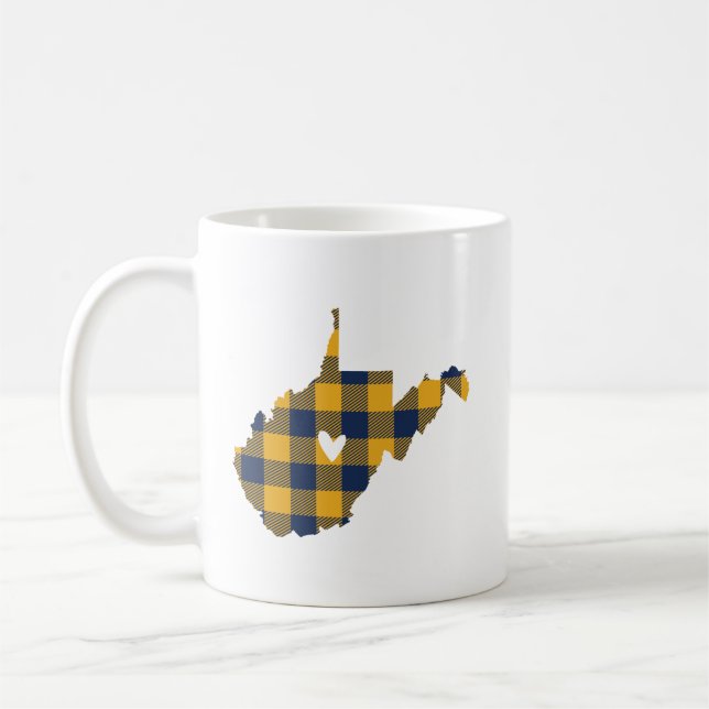 Blått- & guldbuffelplädet West Virginia skisserar Kaffemugg (Vänster)