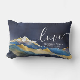 Blått guldfärgat golvberg utomhus Bröllop Lumbarkudde