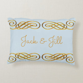 Blått- & guldpersonligdekorativ kudde