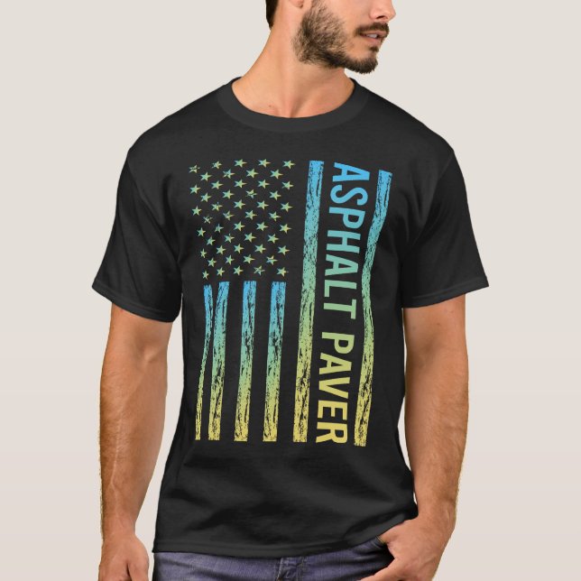 Blått Gult Asphalt Paver T Shirt (Framsida)