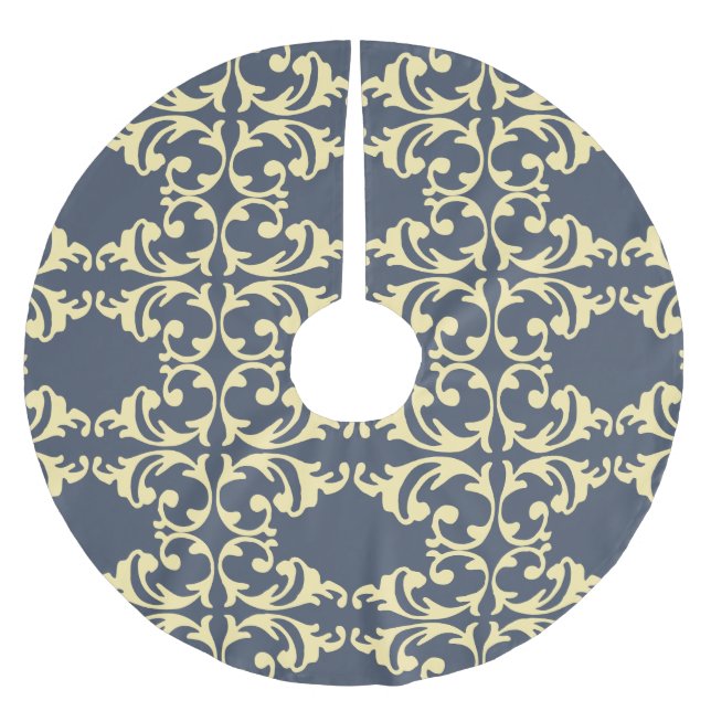 Blått-Gult blomstra Julgransmatta Borstad Polyester (Framsidan)