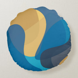Blått, gult, coola, trendigets stadskörningsillust rund kudde