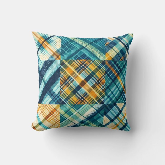 Blått Gult, genomstruken Kudde (Framsida)