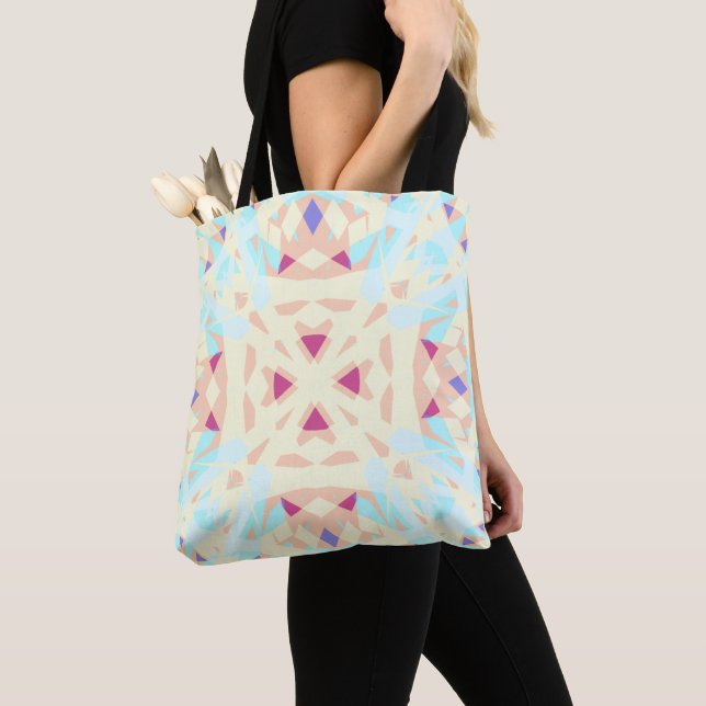 Blått Gult Geometrisk Söt Pastel Livsmedel Beach Tygkasse (Närbild)