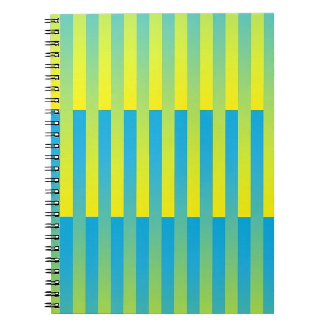 Blått Gult Grönt stripe Mönster Anteckningsbok (Framsidan)