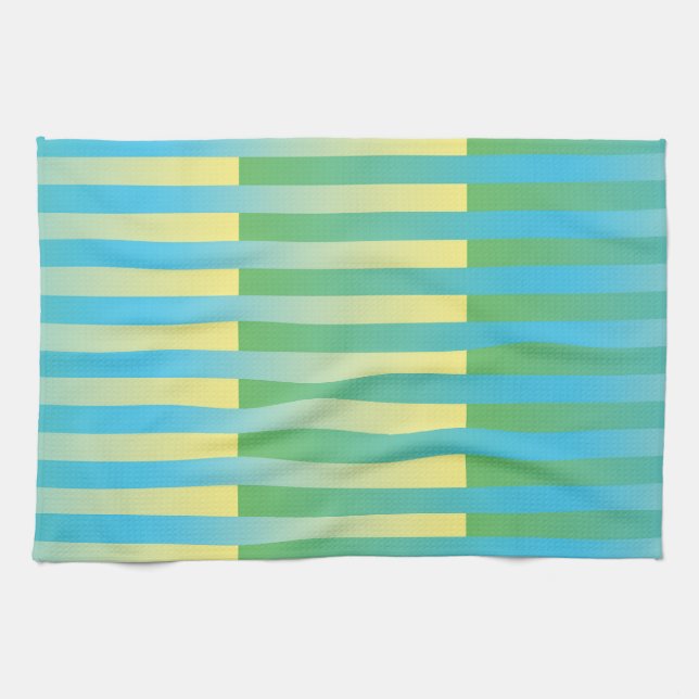 Blått Gult Grönt stripe Mönster Kökshandduk (Horisontell)