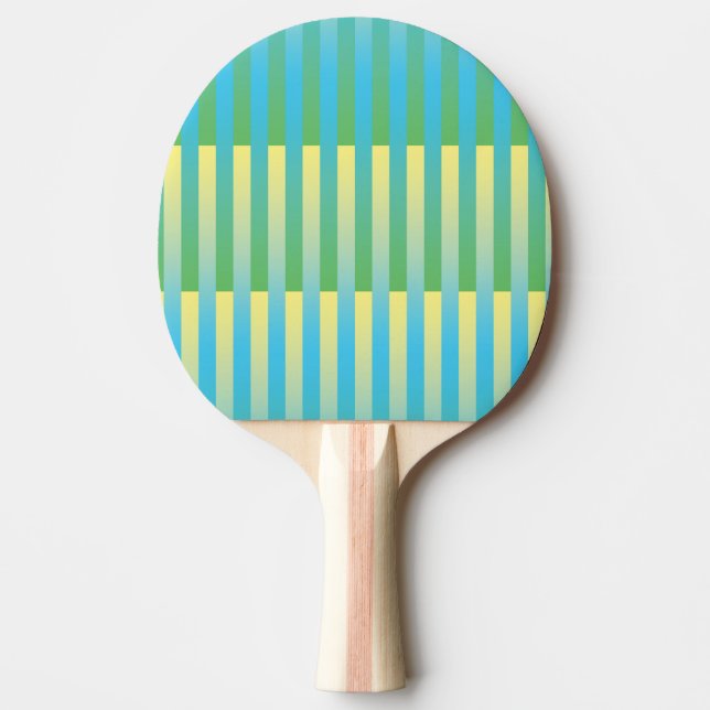 Blått Gult Grönt stripe Mönster Pingisracket (Framsidan)