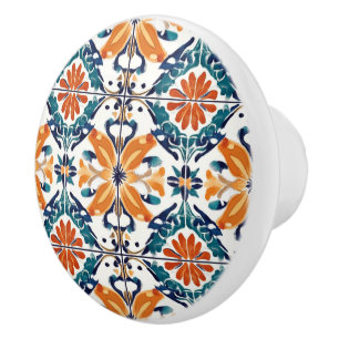 Blått Gult och Orange Mönster Knopp