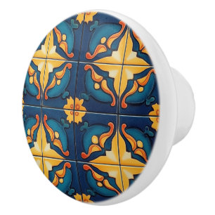 Blått Gult och Orange Mönster Knopp