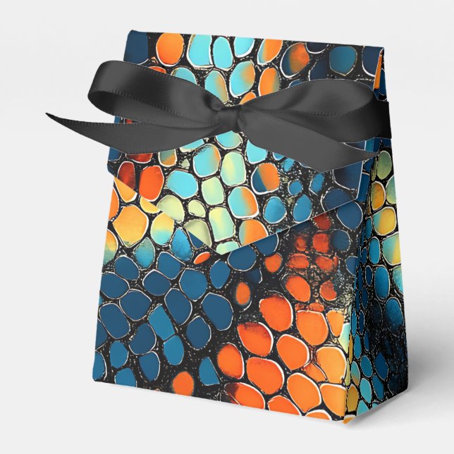 Blått, Gult och Orange - Snake Skin Presentaskar (Framsidan Sidan)