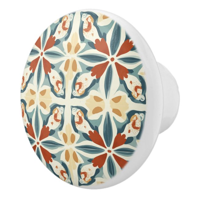Blått Gult och Rost Mönster  Knopp (Höger)