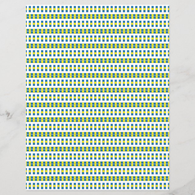 Blått, gult och vitt geometriskt mönster (Framsida)