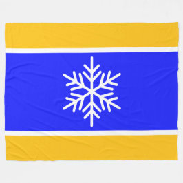 Blått Gult Orange Vit Rand Snöflake Fleecefilt