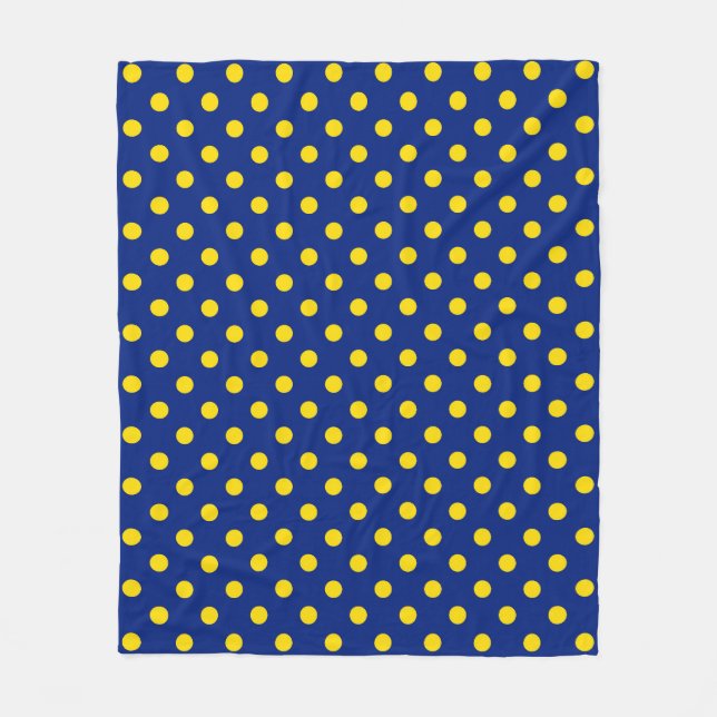 Blått Gult Polka dots Design Fleecefilt (Framsidan)