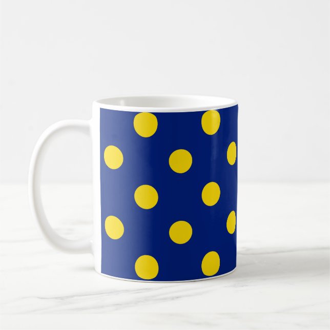 Blått Gult Polka dots Design Kaffemugg (Vänster)