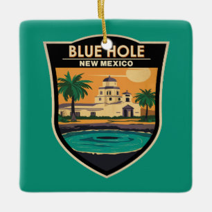 Blått Hål New mexico Travel Art Badge Julgransprydnad Keramik