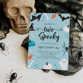 Blått Halloween-Födelsedagsfestens inbjudan till t