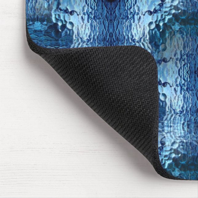 Blått hammeriserat böjt glas - repetition musmatta (Hörn)