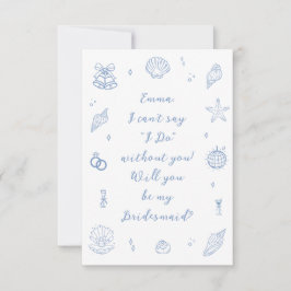 Blått Hand plockade-Frieri kustkort Inbjudningar